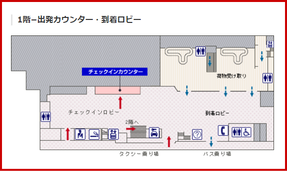 女満別空港のチェックインカウンター