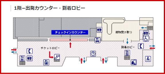 とかち帯広空港のチェックインカウンター