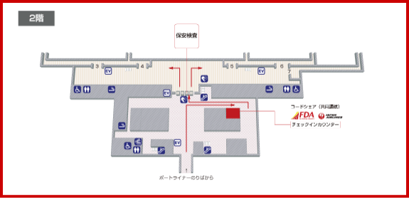 JAL国内線 神戸空港のチェックインカウンター