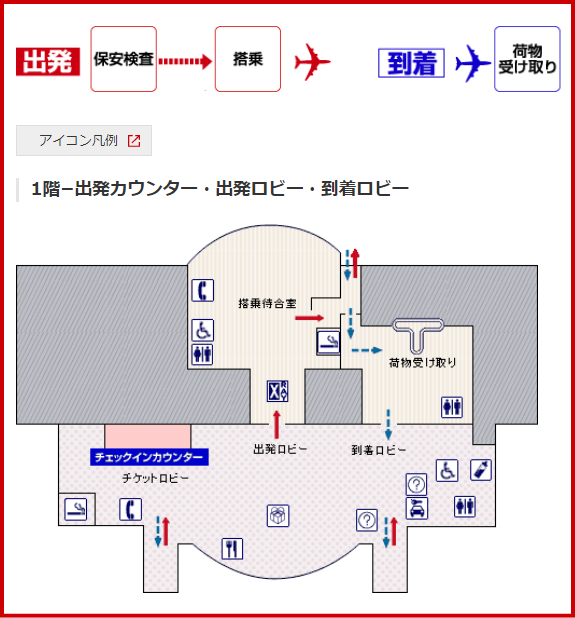 JAL国内線 種子島空港のチェックインカウンター