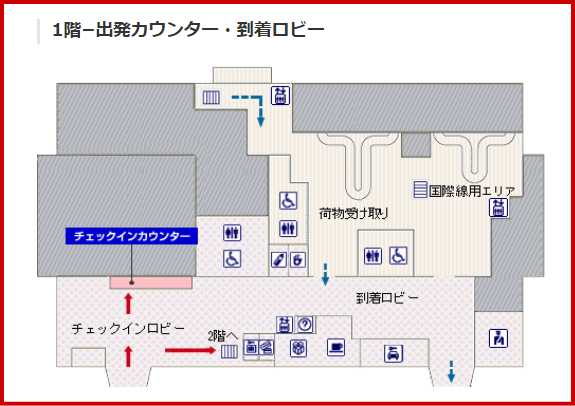 JAL国内線 いわて花巻空港のチェックインカウンター